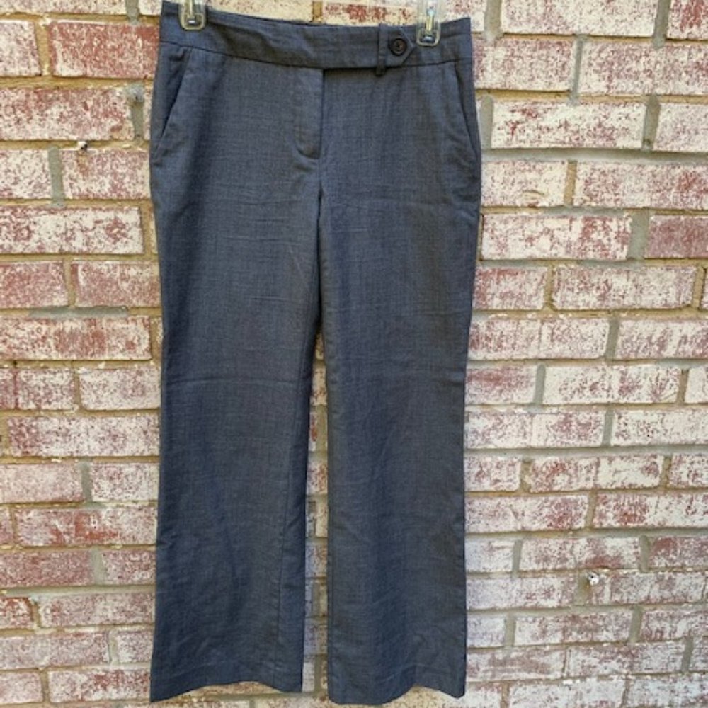 J. Crew Women's Pant Gray Sz 0P Super 120s Wool Straight Leg Tailored Trouser